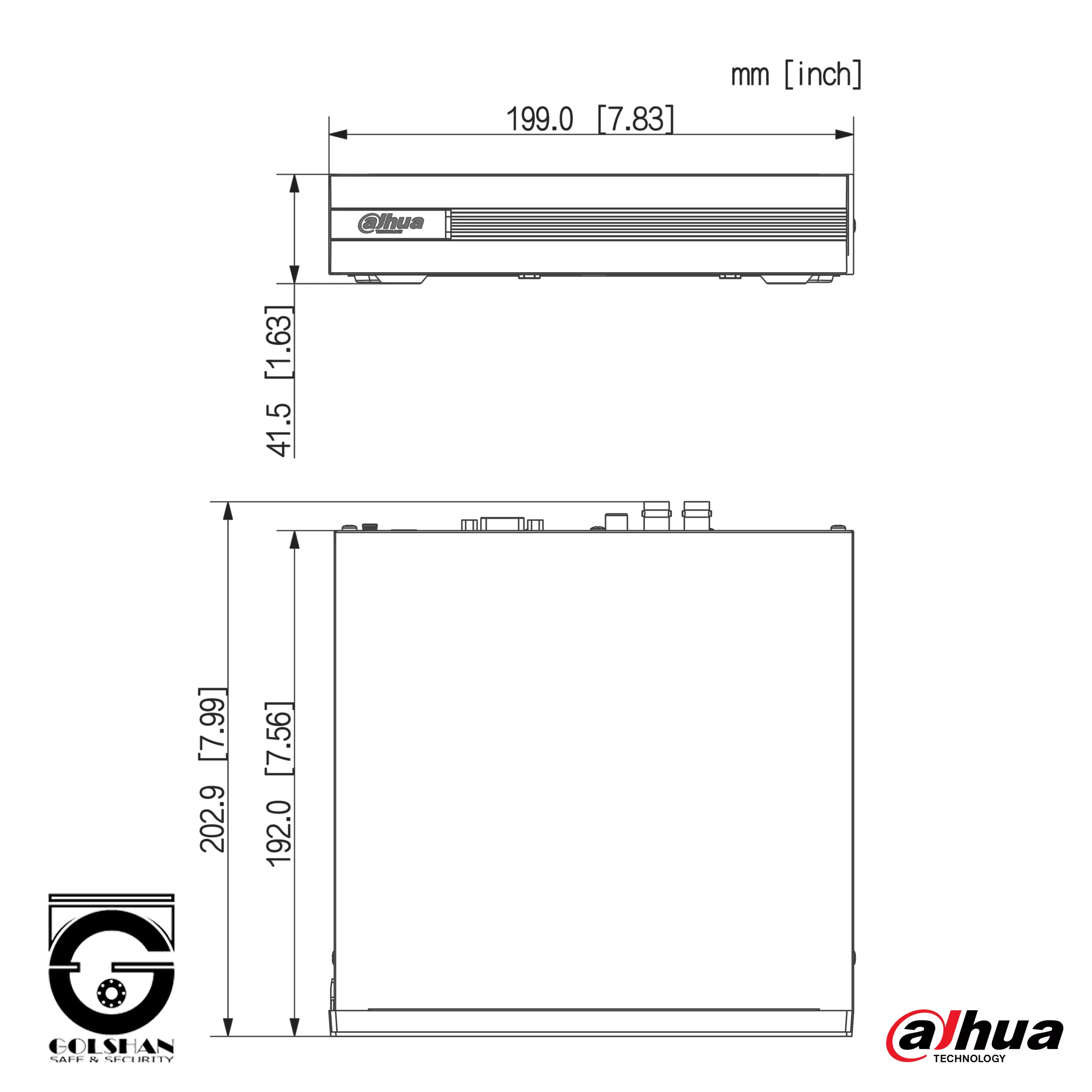 ابعاد دستگاه XVR1B04